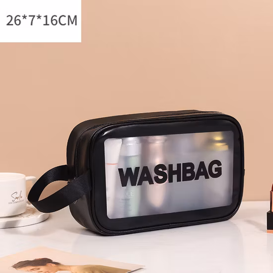 Custom Logo PU PVC Waterproof Trip Black Toiletry Pouch Kits Women Luxury Beauty Makeup Bag Pink Girl Travel Clear Cosmetic Bag