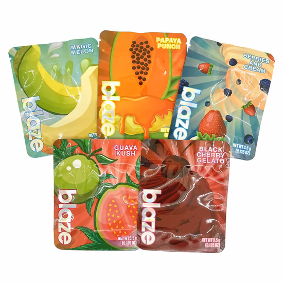 Wholesale Custom Printed Soft Touch Child Resistant Smell Proof Resealable Ziplock 3.5g Candy Gummies Holographic Mylar Bags