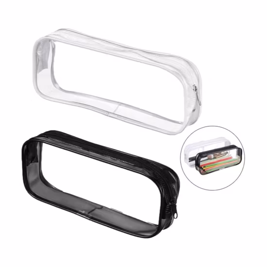 OEM Customize Small Round Clear PVC Pouch with Nylon Zipper Metal Zipper Pull Makeup Bags