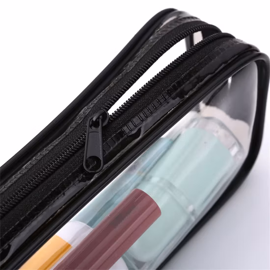 OEM Customize Small Round Clear PVC Pouch with Nylon Zipper Metal Zipper Pull Makeup Bags