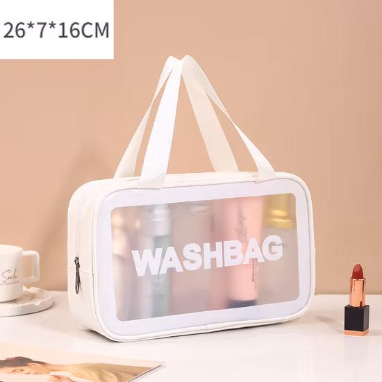 Custom Logo PU PVC Waterproof Trip Black Toiletry Pouch Kits Women Luxury Beauty Makeup Bag Pink Girl Travel Clear Cosmetic Bag