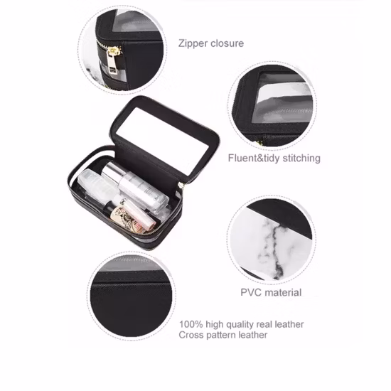 Individuelles Logo, transparente doppellagige PVC-Kosmetikkupplung, Reiseveranstalter, Make-up-Tasche, transparente PVC-Make-up-Tasche mit Reißverschluss