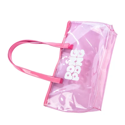 Benutzerdefiniertes Logo PVC Pink Großhandel Tragetaschen Damenmode Handtaschen