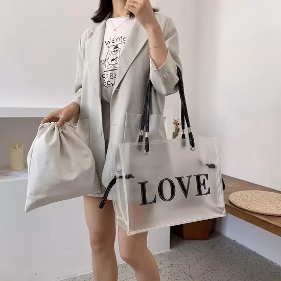 Kundenspezifische Großhandels-Einkaufstasche-Art- und Weisedurchsichtige Plastikinnenbeutel-Geldbörse 2PCS stellte Frauen-transparente PVC-Handtasche ein