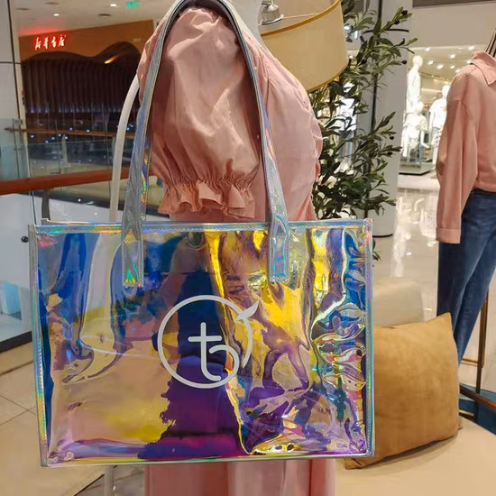 Umweltfreundliche, recycelte, holografische, schillernde Hologramm-Strandtasche aus Kunststoff für den heißen Sommer