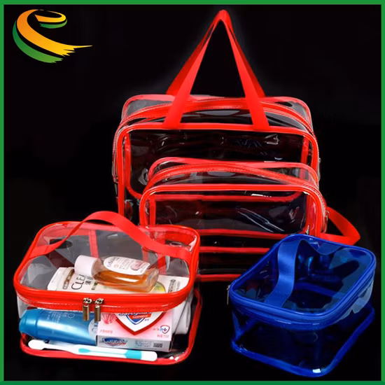 Hersteller kundenspezifische billige transparente PVC-Kosmetik-Make-up-Tasche wasserdichte PVC-Einkaufstasche für Reisen