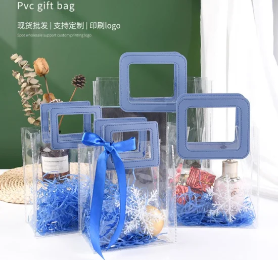 Transparente Einkaufstasche, hochwertige Kunststoffverpackung, Geschenkbeutel, Hochfrequenz-PVC-Handtasche