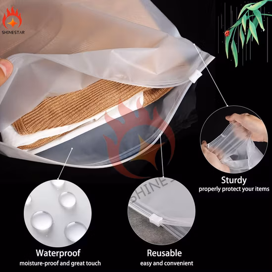 Mattierter, mattierter EVA-Kunststoff-Polybeutel mit Reißverschluss und Reißverschluss für Kleidung