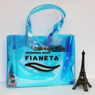 Custom Fashion Shopping Transparente, klare, schillernde PVC-Hologramm-Einkaufstasche, Tücher, Kosmetikverpackungen, Mirage-Handtasche aus Kunststoff